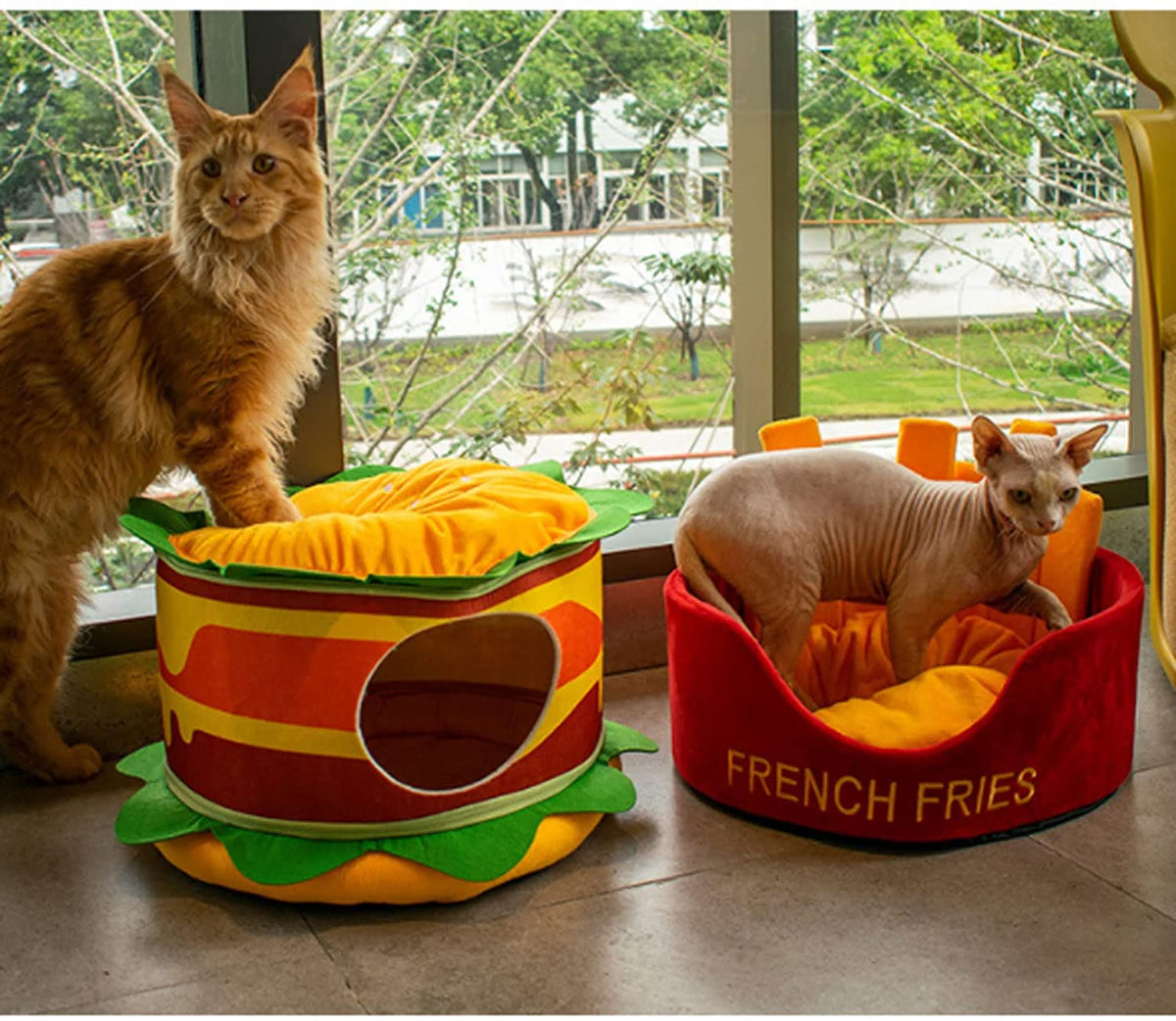 Hamburger Fries Pet Bed for Small Pets - American Bark Bliss