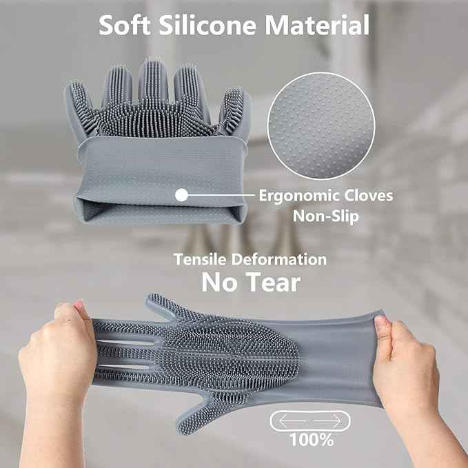 Pet Grooming Gloves - Gentle Dog Bathing Shampoo Brush - Massage Mitt with Enhanced Five Finger Design - Efficient Deshedding Glove for Dogs, Cats, Rabbits and Horses - 1 Pack