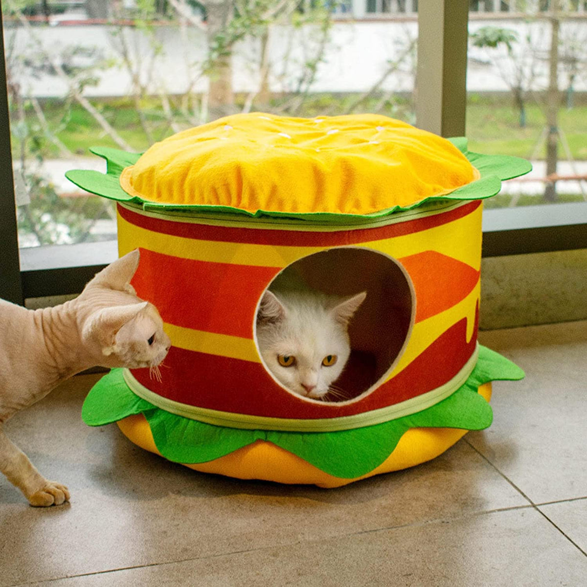 Hamburger Fries Pet Bed for Small Pets - American Bark Bliss