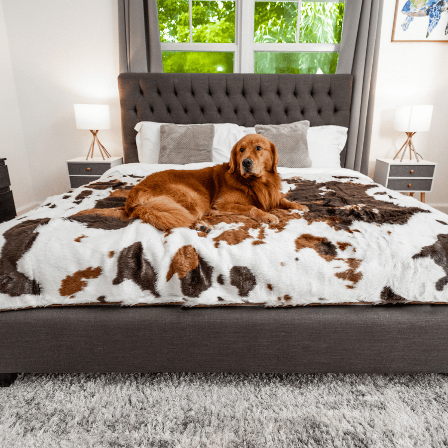 PupProtector™ Waterproof Blanket - Brown Faux Cowhide Protector - American Bark Bliss