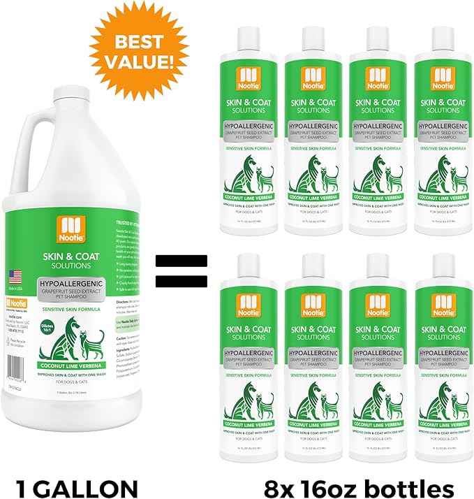 Nootie - Pet Shampoo for Sensitive Skin - Revitalizes Dry Skin & Coat - Natural Ingredients - Gentle Dog Shampoo - Cleans & Conditions
