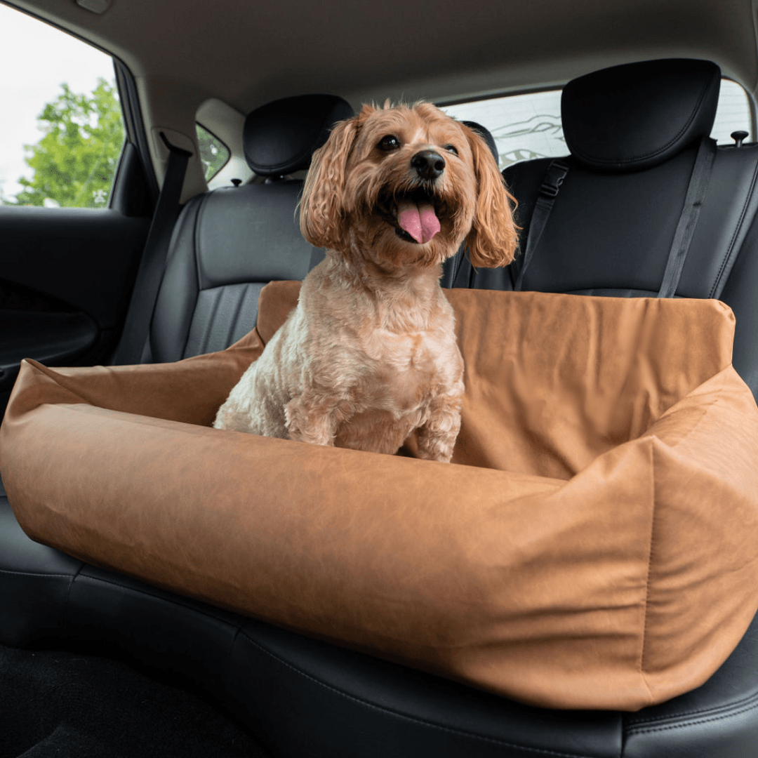 Best Dog Car Bed with Memory Foam - PupProtector™ Camel - American Bark Bliss