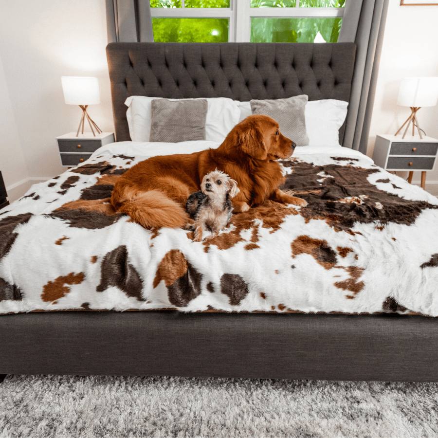 PupProtector™ Waterproof Blanket - Brown Faux Cowhide Protector - American Bark Bliss