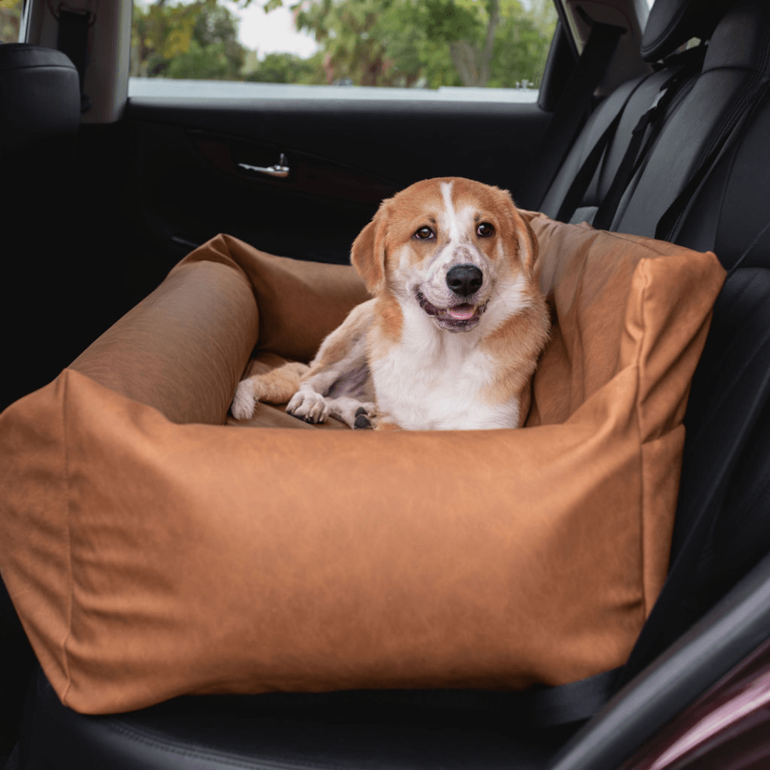 Best Dog Car Bed with Memory Foam - PupProtector™ Camel - American Bark Bliss
