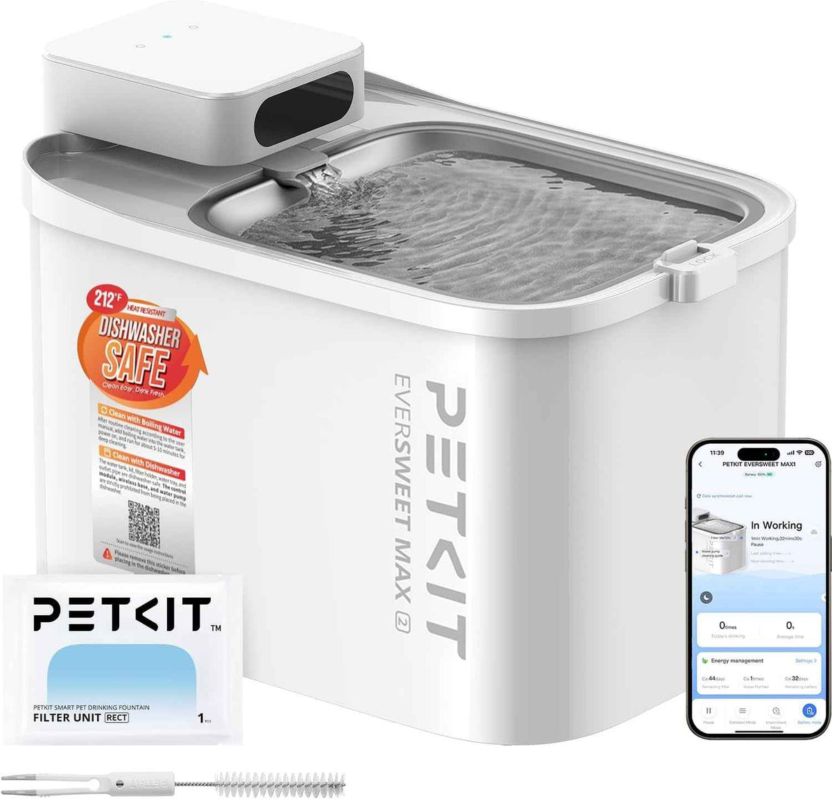 PETKIT Cordless Smart Pet Water Fountain with App Control, 3L