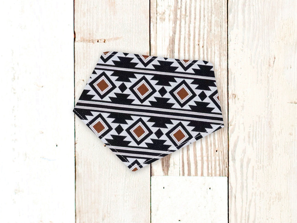 "B&W Aztec" Dog Bandana - American Bark Bliss