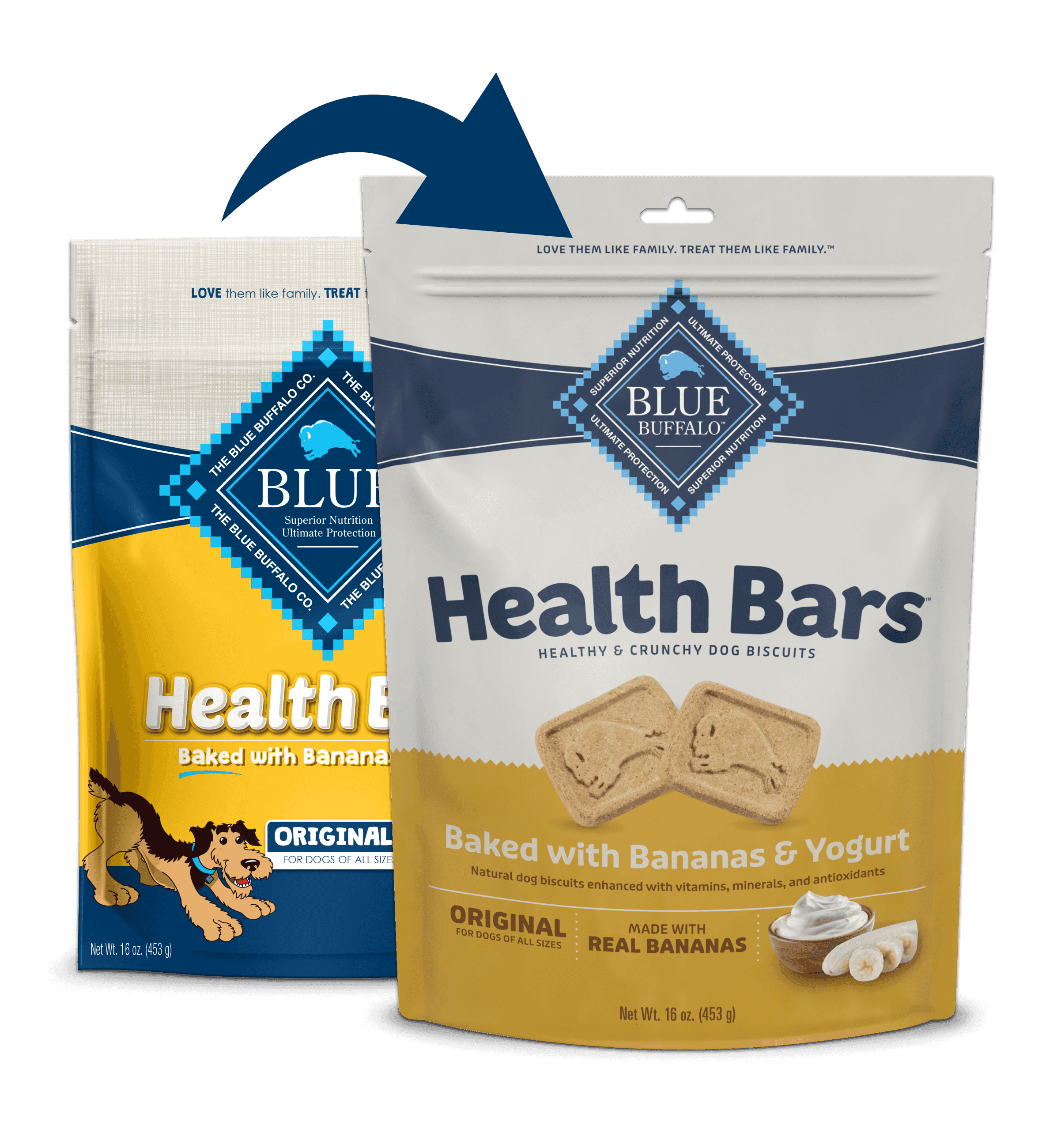 Blue Buffalo Blue Health Bar Crunchy Dog Biscuits Baked with Banana and Yogurt (16oz) - American Bark Bliss
