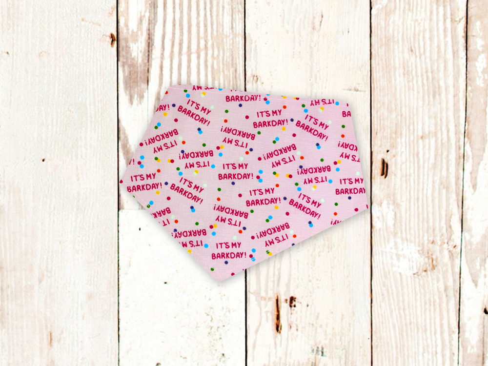 "Barkday on Pink" Dog Bandana - American Bark Bliss