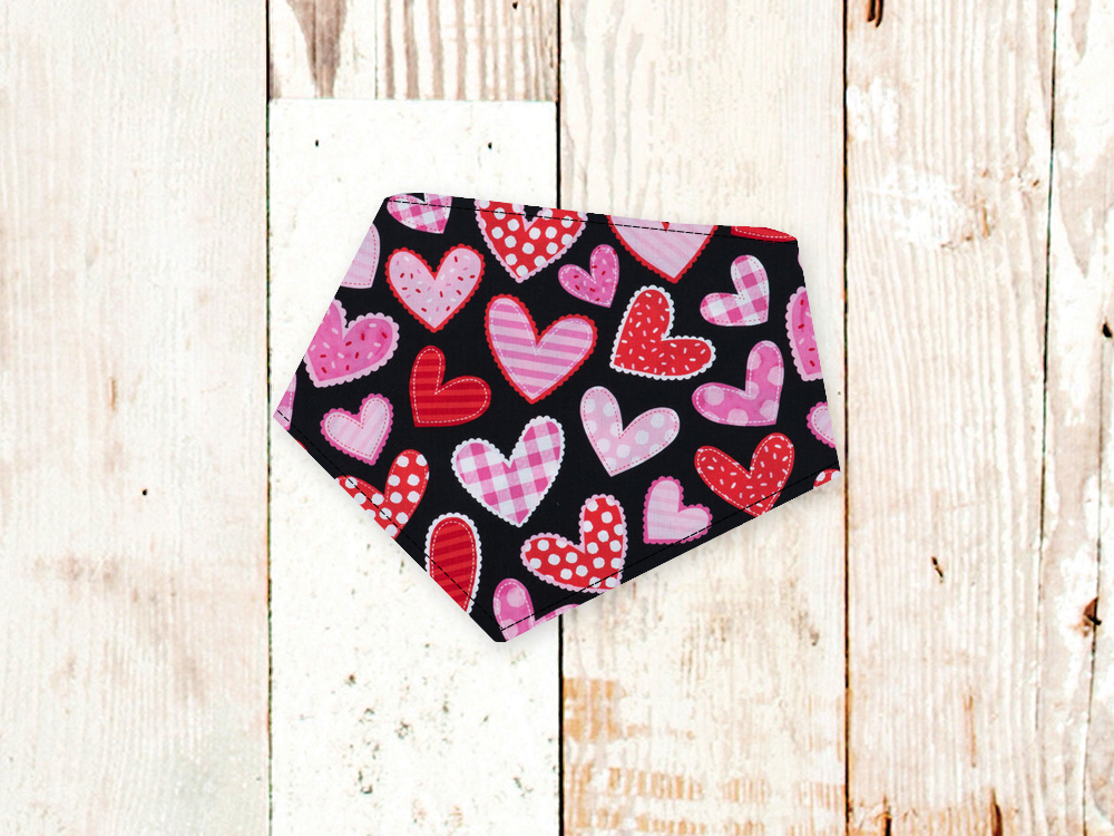 "Black V-Day Hearts" Dog Bandana - American Bark Bliss