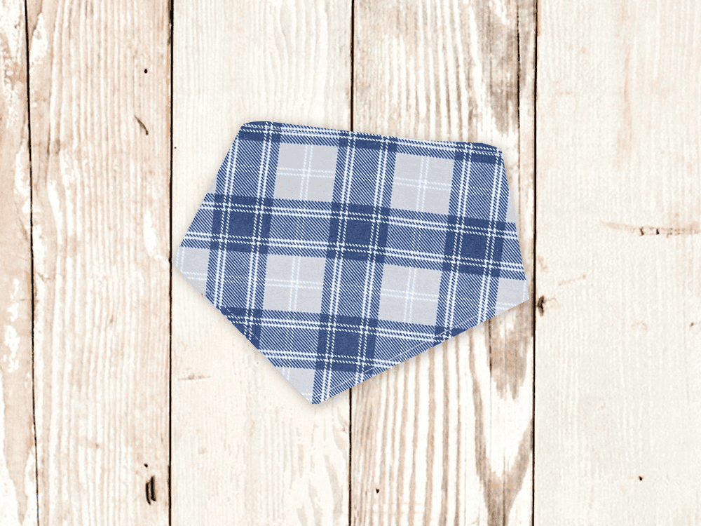"Blue/Grey Tartan Plaid FLANNEL" Dog Bandana - American Bark Bliss