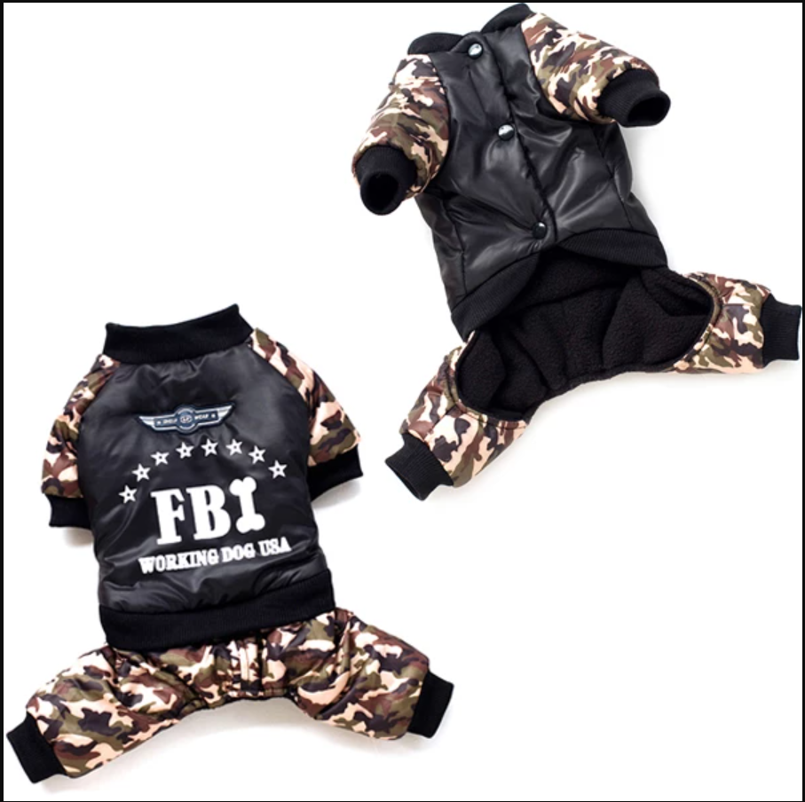 FBI Camouflage Dog Jumpsuit Pants - American Bark Bliss