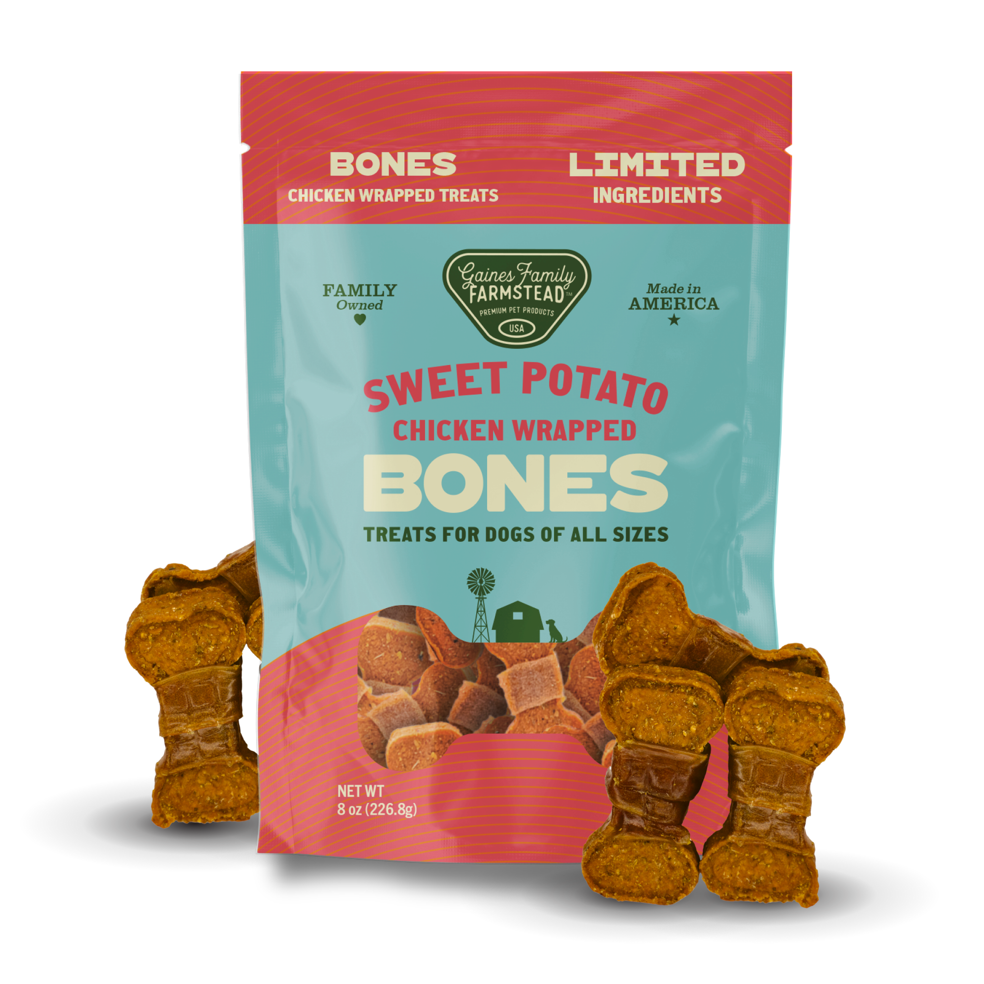 Chicken Wrapped Sweet Potato Bones - American Bark Bliss