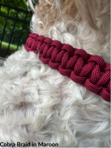 Cobra Braid in Maroon Handmade Dog Collar - American Bark Bliss