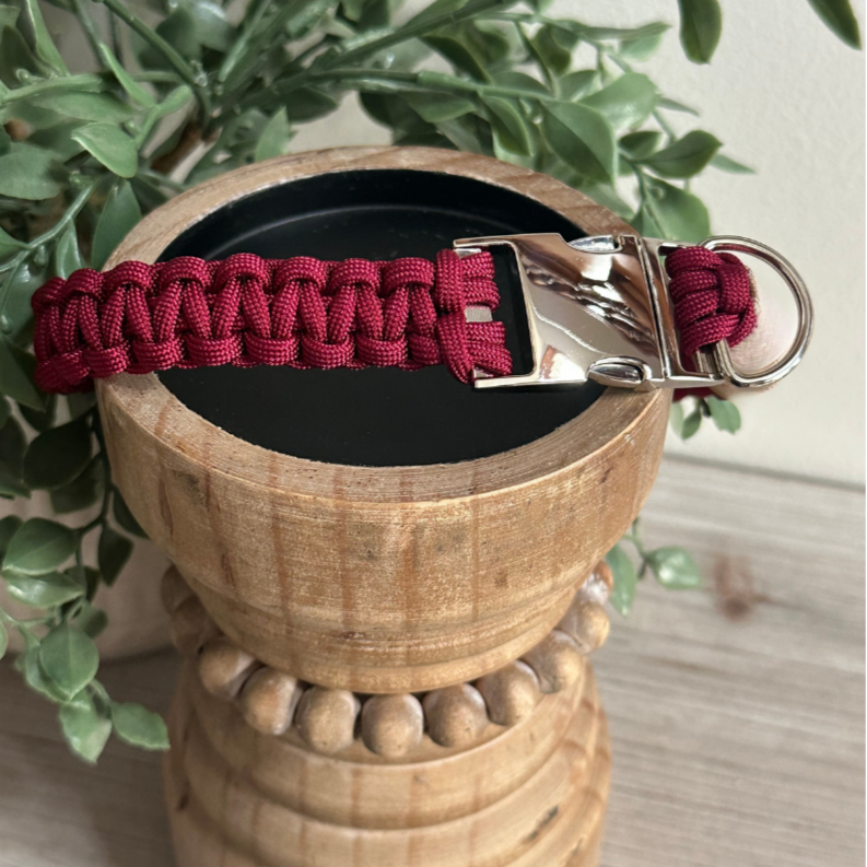 Cobra Braid in Maroon Handmade Dog Collar - American Bark Bliss