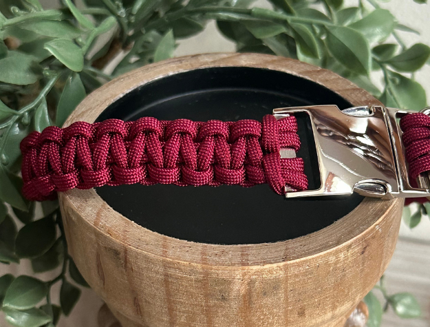 Cobra Braid in Maroon Handmade Dog Collar - American Bark Bliss