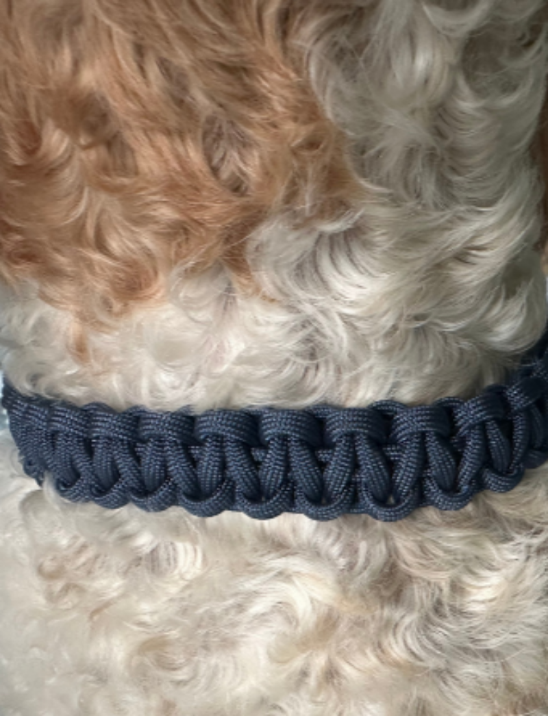 Cobra Braid in Navy Blue - Handmade Dog Collar - American Bark Bliss