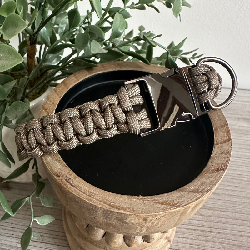 Cobra Braid in Tan - Handmade Dog Collar - American Bark Bliss