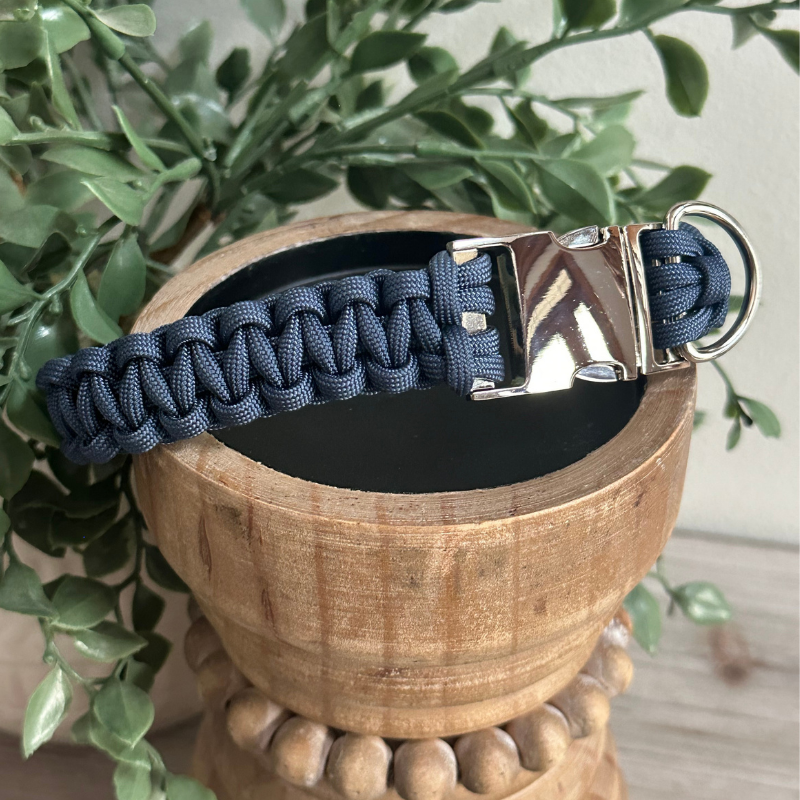 Cobra Braid in Navy Blue - Handmade Dog Collar - American Bark Bliss