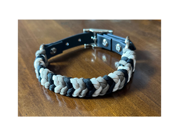 Coiled Charm Hand Braided Dog Collar in Black, Tan, & Cream - American Bark Bliss
