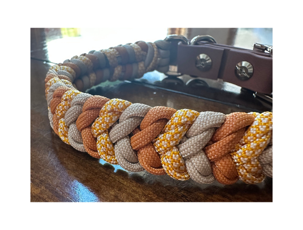 Coiled Charm Hand Braided Dog Collar in Mustard, Goldenrod, & Light Tan - American Bark Bliss