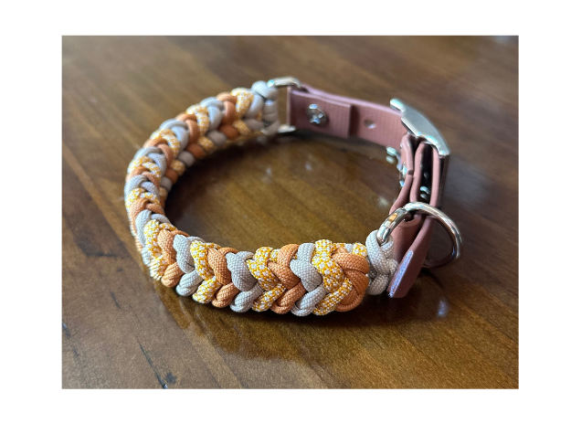 Coiled Charm Hand Braided Dog Collar in Mustard, Goldenrod, & Light Tan - American Bark Bliss