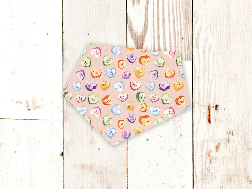 "Conversation Hearts on Pink" Dog Bandana - American Bark Bliss