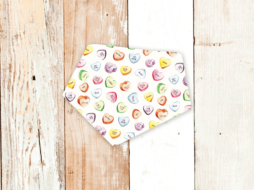 "Conversation Hearts on White" Dog Bandana - American Bark Bliss