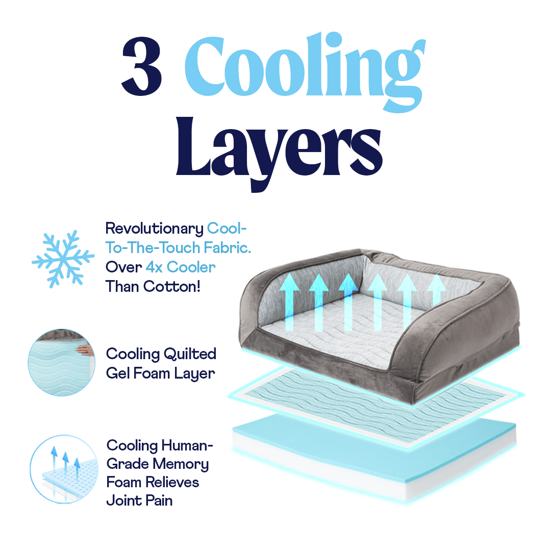 PupChill Cooling Bolster Bed for Dogs - American Bark Bliss