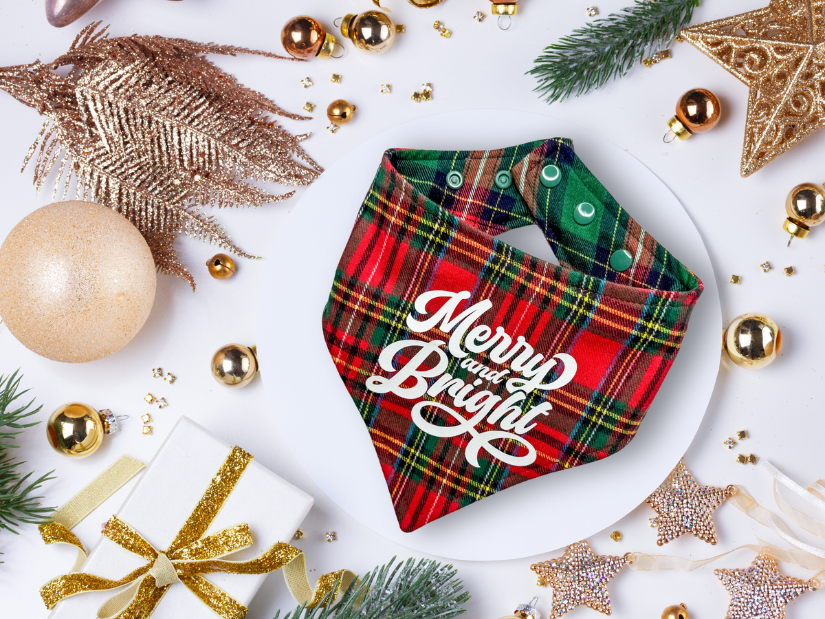 "Merry and Bright" Reversible Dog Bandana - American Bark Bliss