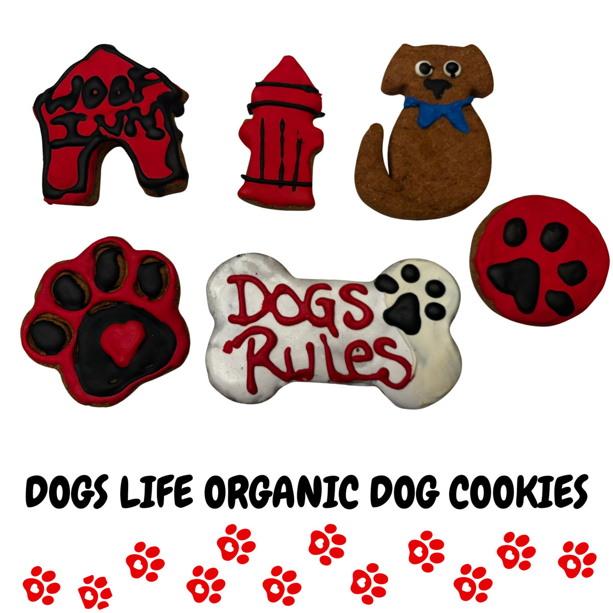 Dog Life Organic Dog Cookie Box | Handmade Decorated Dog Treats (Human-Grade, All-Natural)