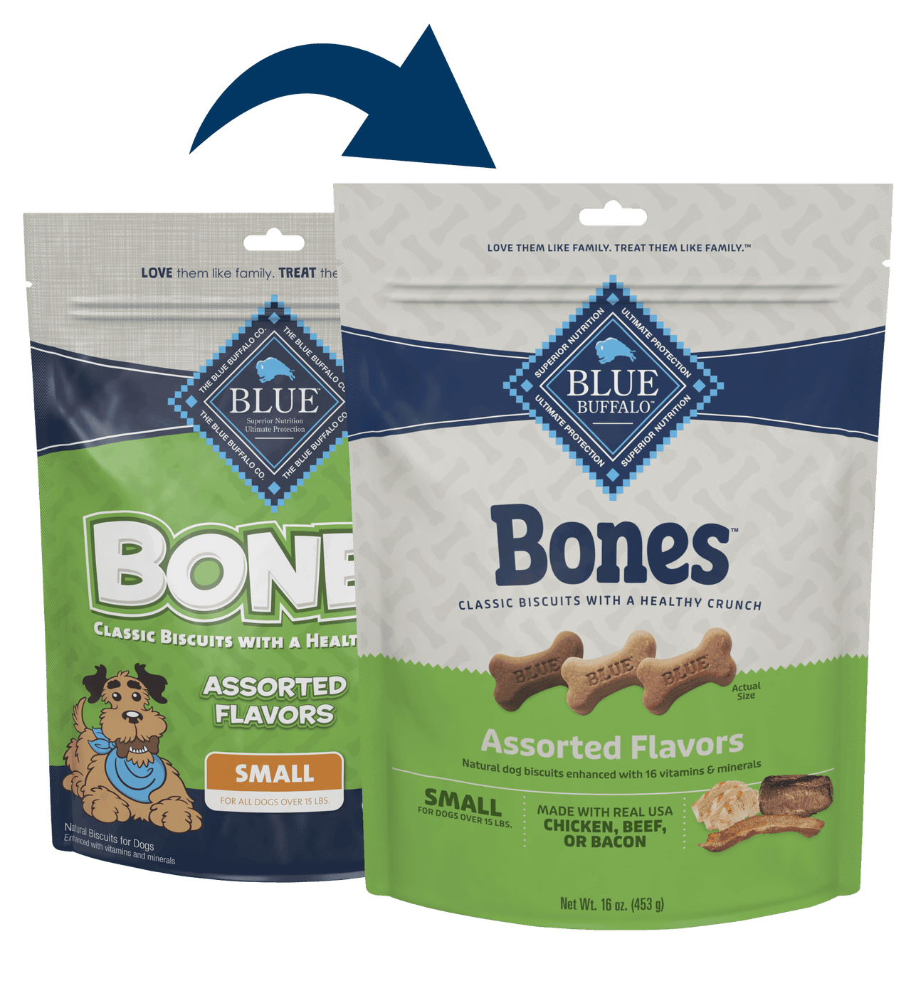 Blue Buffalo Blue Bones Crunchy Dog Biscuits Small Bones with Real Meat (16oz) - American Bark Bliss