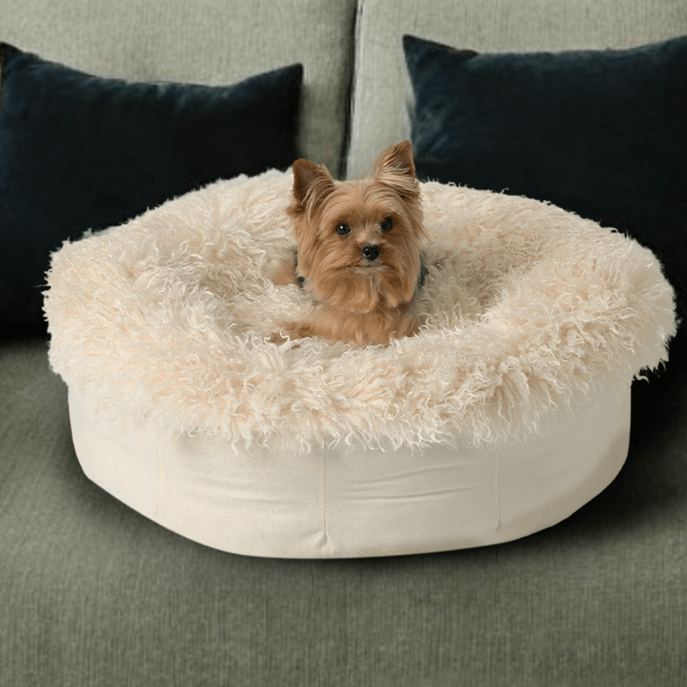 Luxe Faux Fur Donut Dog Bed for Small Dogs - American Bark Bliss