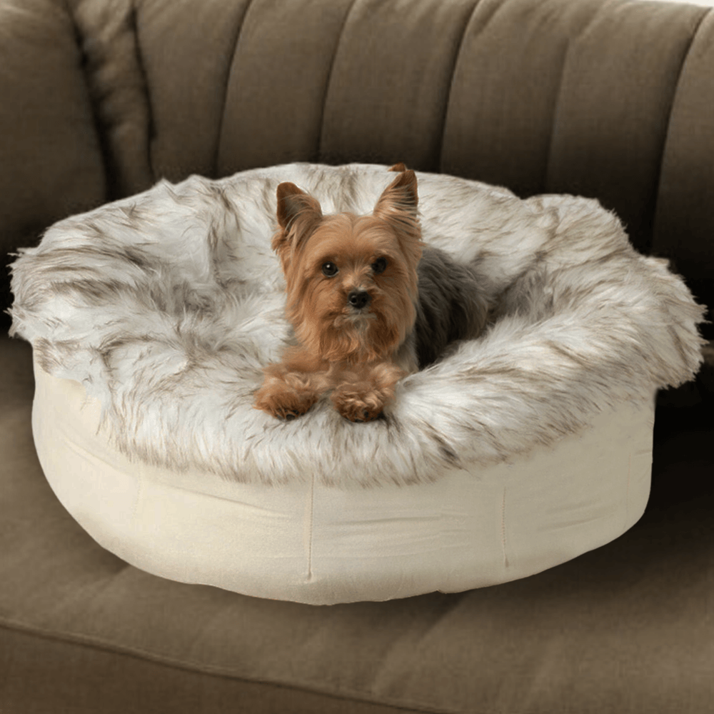 Faux Fur Donut Dog Bed for Cozy Canine Comfort - American Bark Bliss