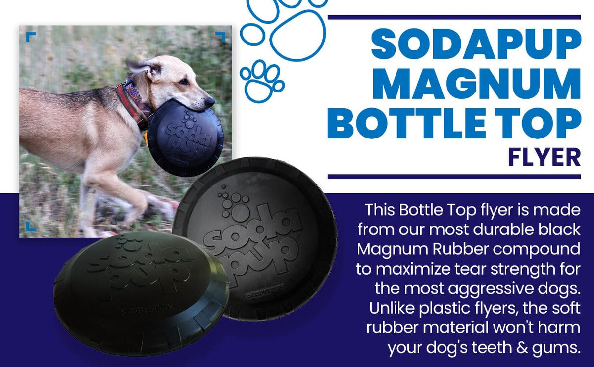Magnum Bottle Top Flyer Ultra Durable Rubber Retrieving Frisbee - Large - Black - American Bark Bliss