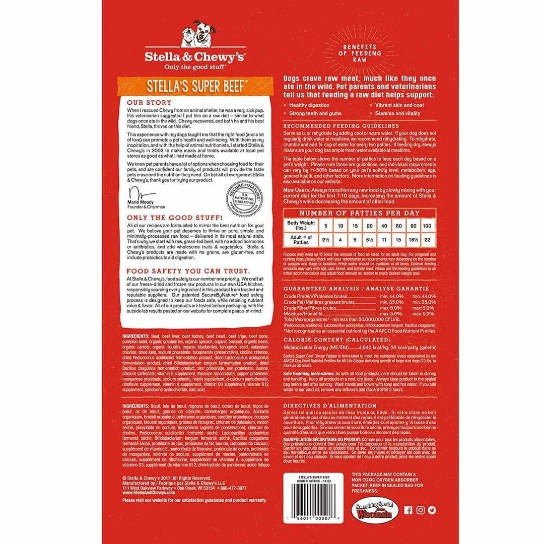 Stella & Chewy's Freeze Dried Beef Dog Dinner Patties - American Bark Bliss