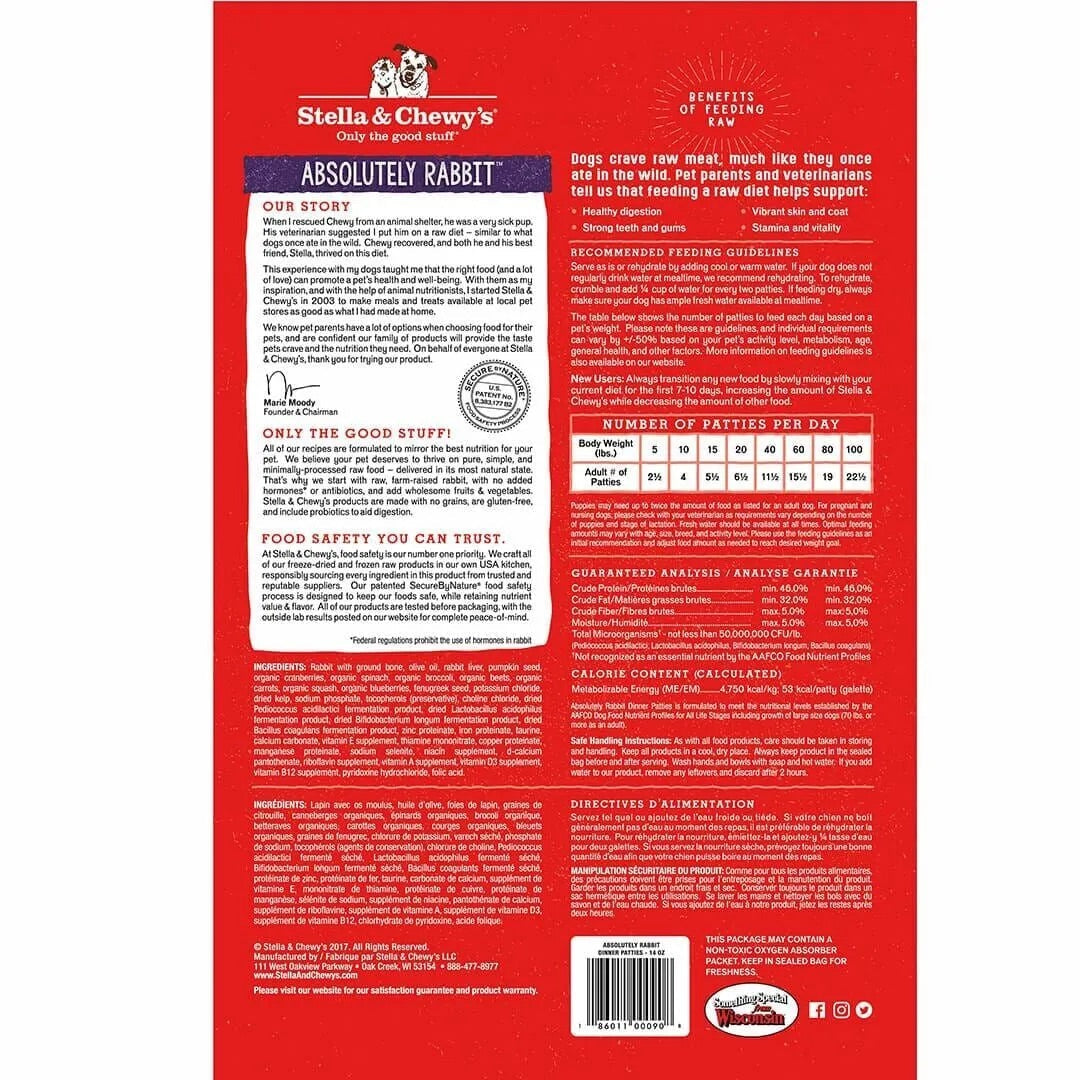 Stella & Chewy's Rabbit Freeze Dried Dog Food - American Bark Bliss
