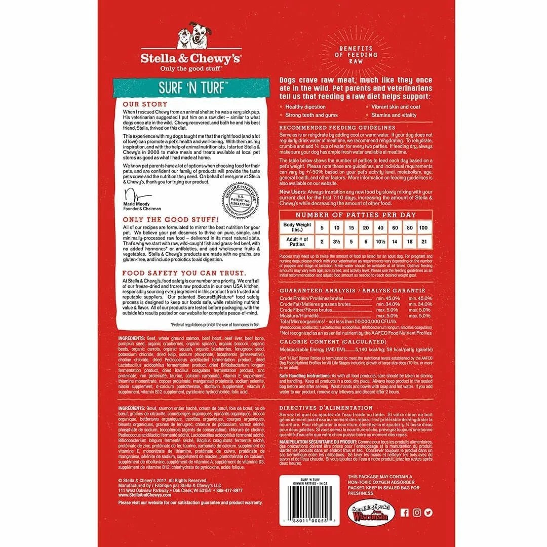 Stella Chewy's Freeze Dried Surf Turf Dog Food 5.5oz - American Bark Bliss