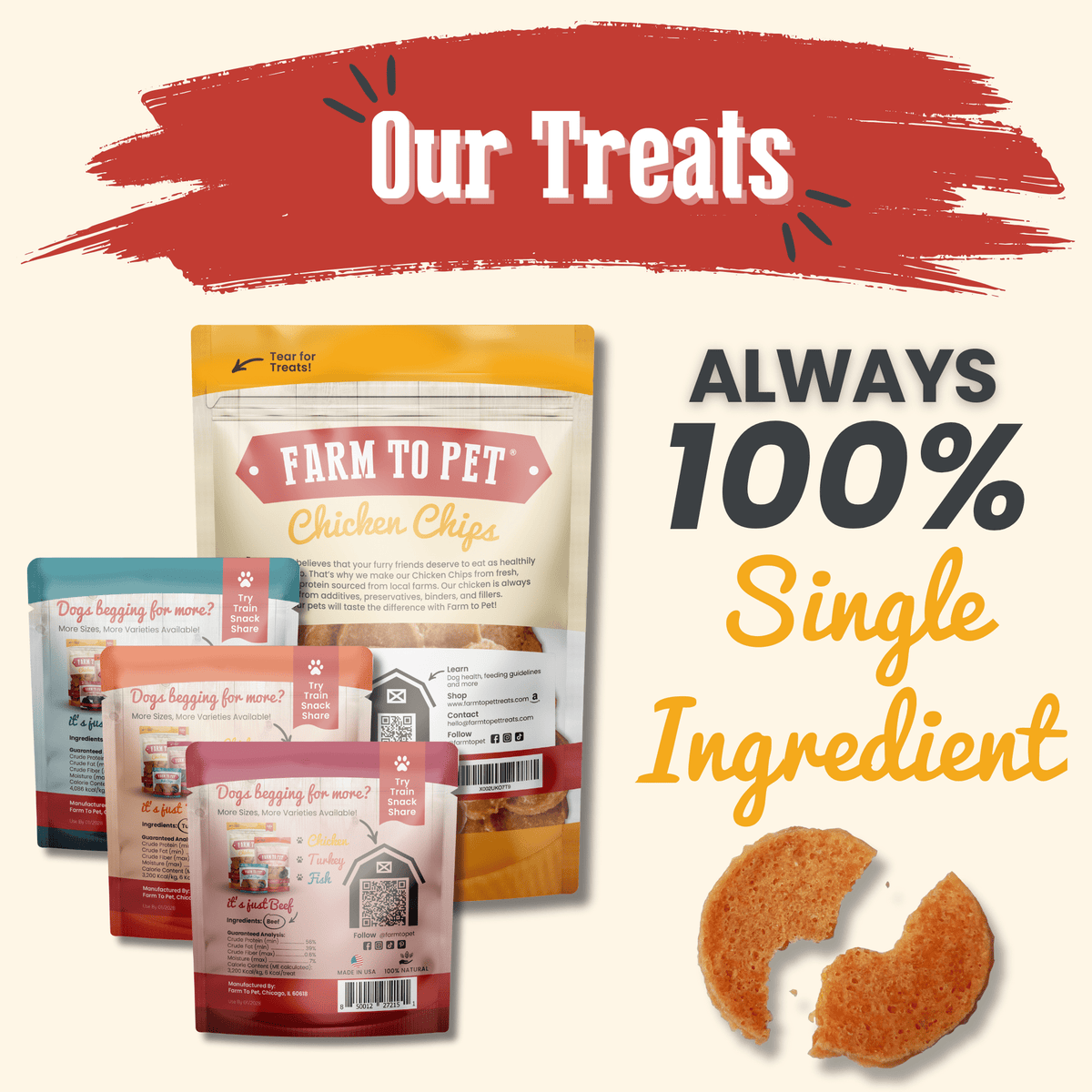 Puppy Packs 'n Snacks Dog Treat Starter Pack | Single-Ingredient Training Treats - American Bark Bliss