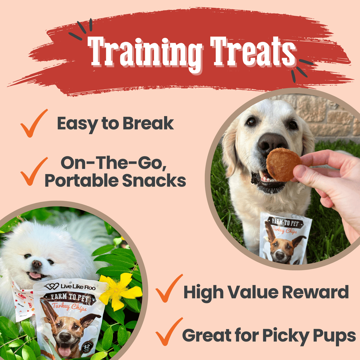 Live Like Roo Turkey Chips for Dogs | Dog Treats That Give Back - American Bark Bliss