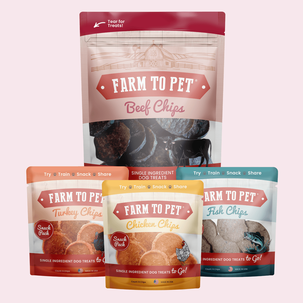 Puppy Packs 'n Snacks Dog Treat Starter Pack | Single-Ingredient Training Treats - American Bark Bliss