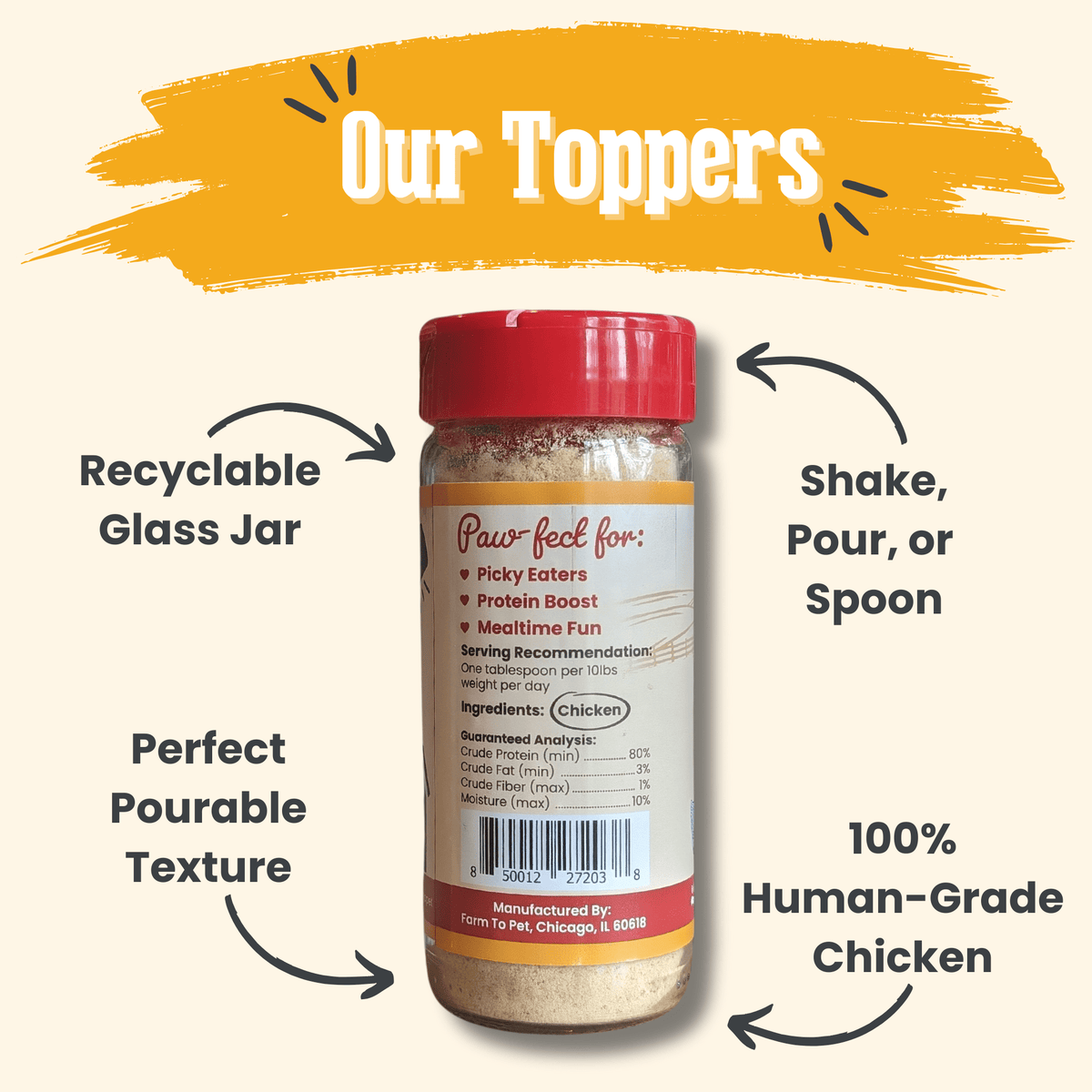 Treat Topper Chicken Dog Food Topper | Healthy Meal Supplement for Dogs - American Bark Bliss