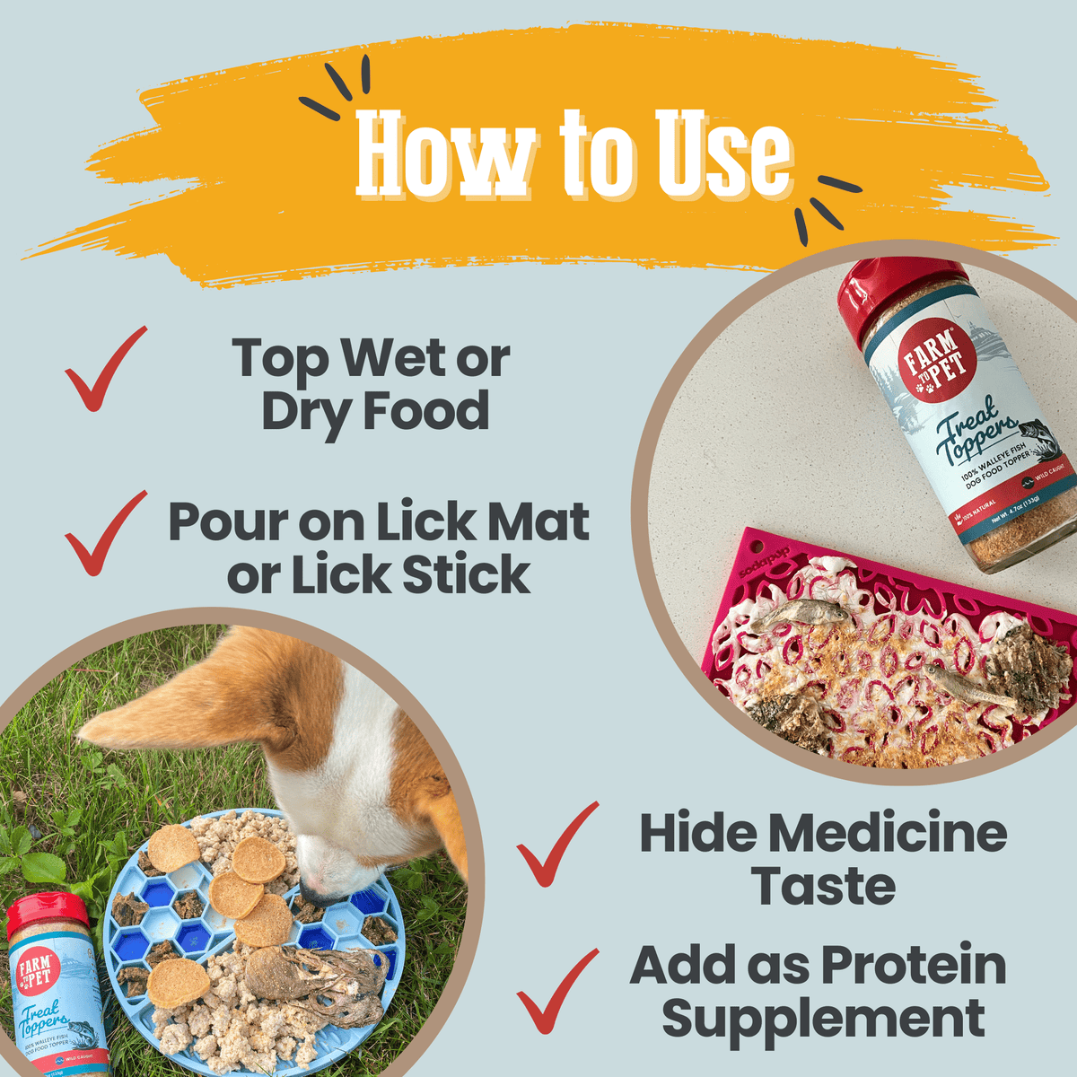 Treat Topper Fish Dog Food Topper | Low-Fat Meal Topper for Pets by Farm To Pet