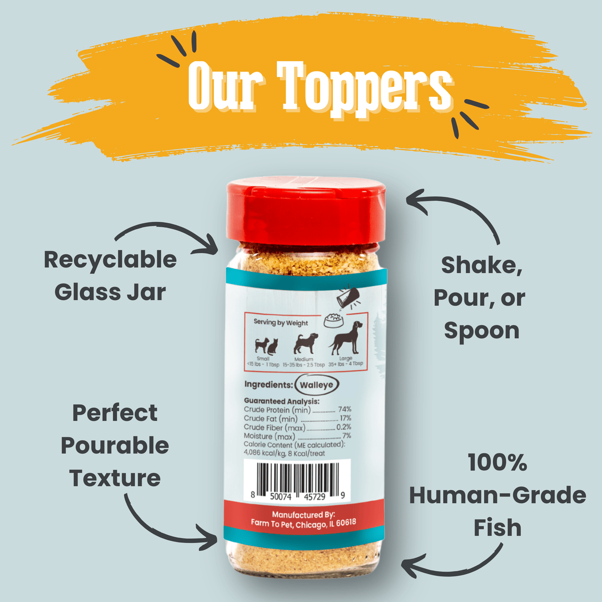 Treat Topper Fish Dog Food Topper | Low-Fat Meal Topper for Pets by Farm To Pet