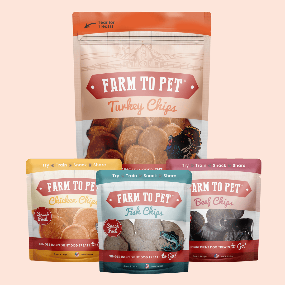 Puppy Packs 'n Snacks Dog Treat Starter Pack | Single-Ingredient Training Treats - American Bark Bliss