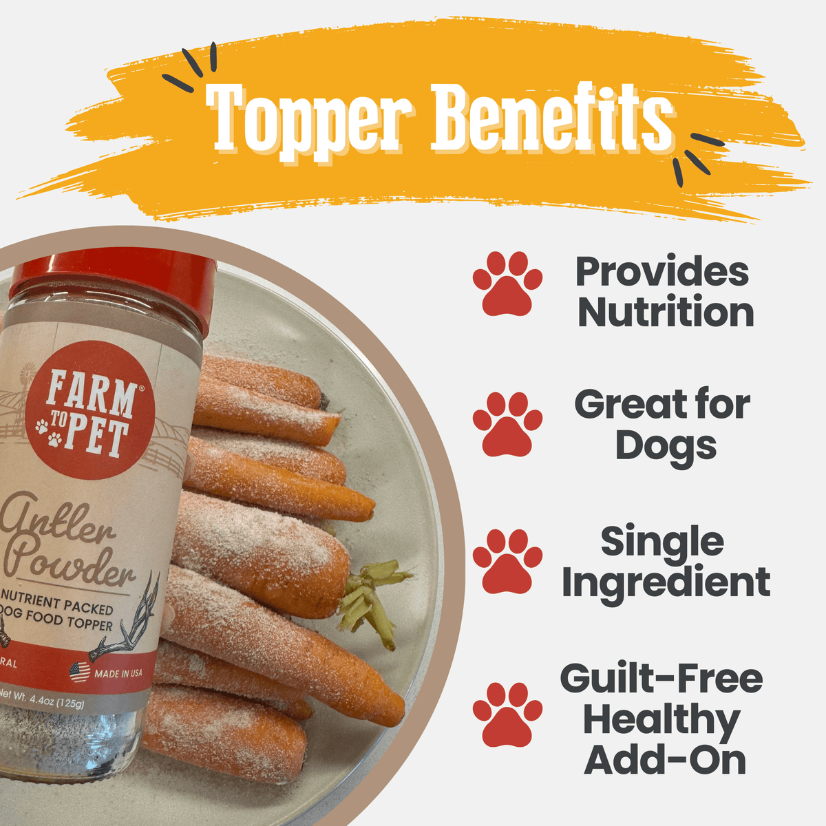 Treat Topper Antler Powder Dog Food Topper | Nutritional Supplement for Dogs and Cats - American Bark Bliss