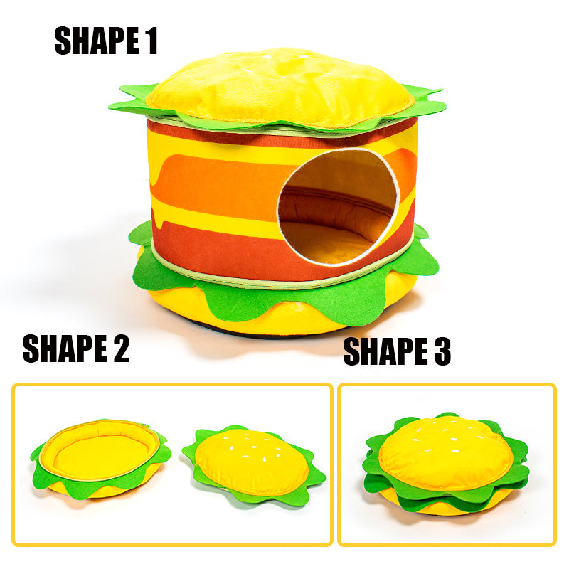 Hamburger Fries Pet Bed for Small Pets - American Bark Bliss