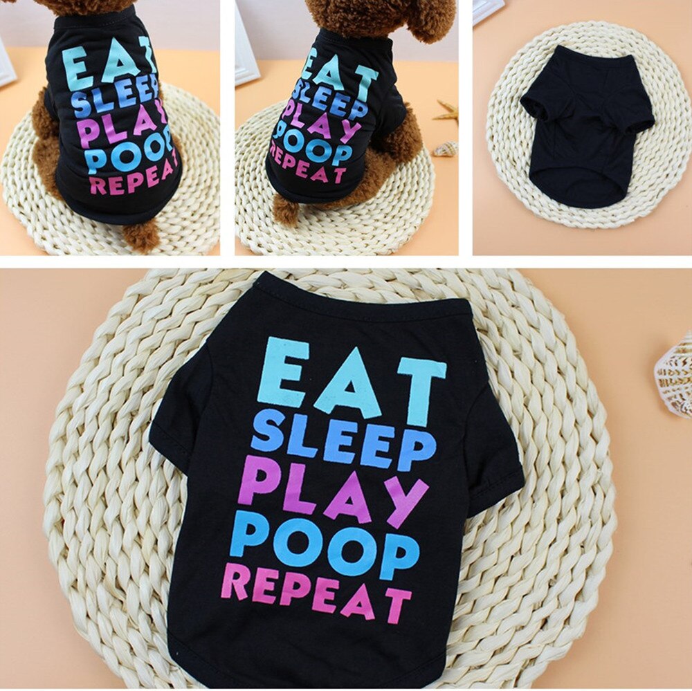 Dog T-Shirts: Eat Sleep Play Poop Repeat Vest Clothes - American Bark Bliss