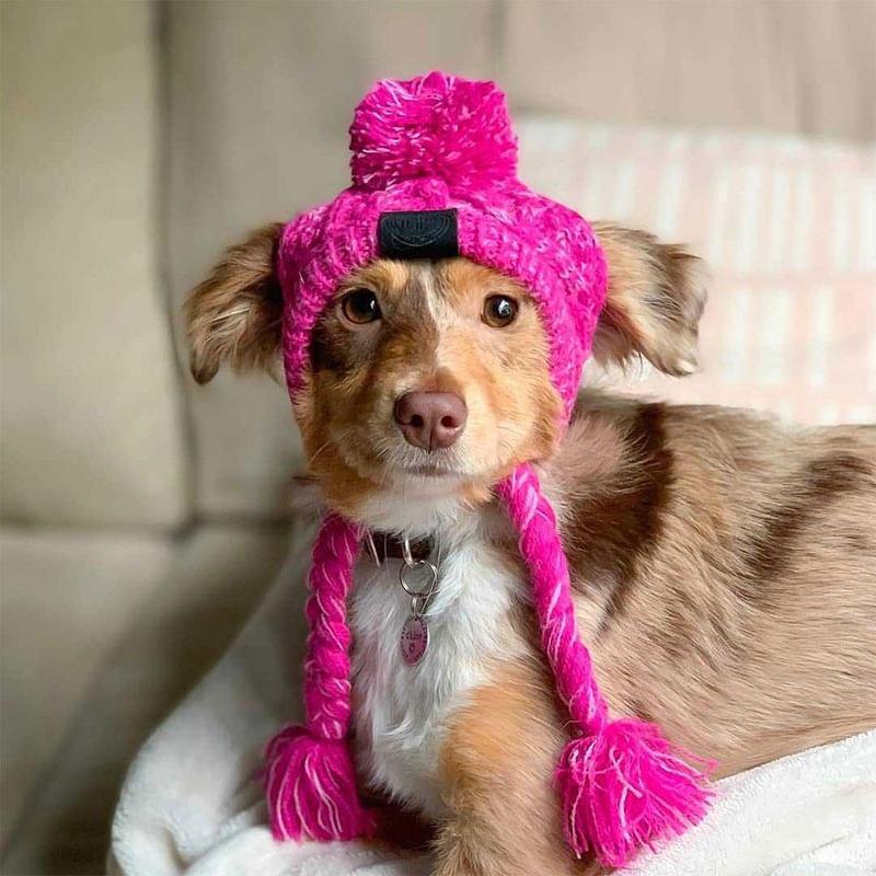 Knitted Pet Hats with Fluffy Ball for Winter - American Bark Bliss