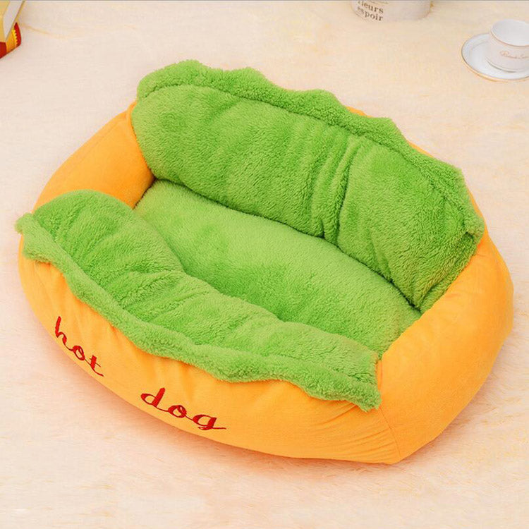 Hot Dog Pet Bed for Small Dogs - American Bark Bliss