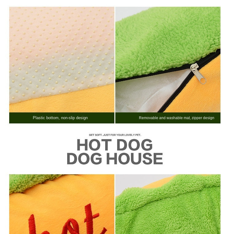 Hot Dog Pet Bed for Small Dogs - American Bark Bliss